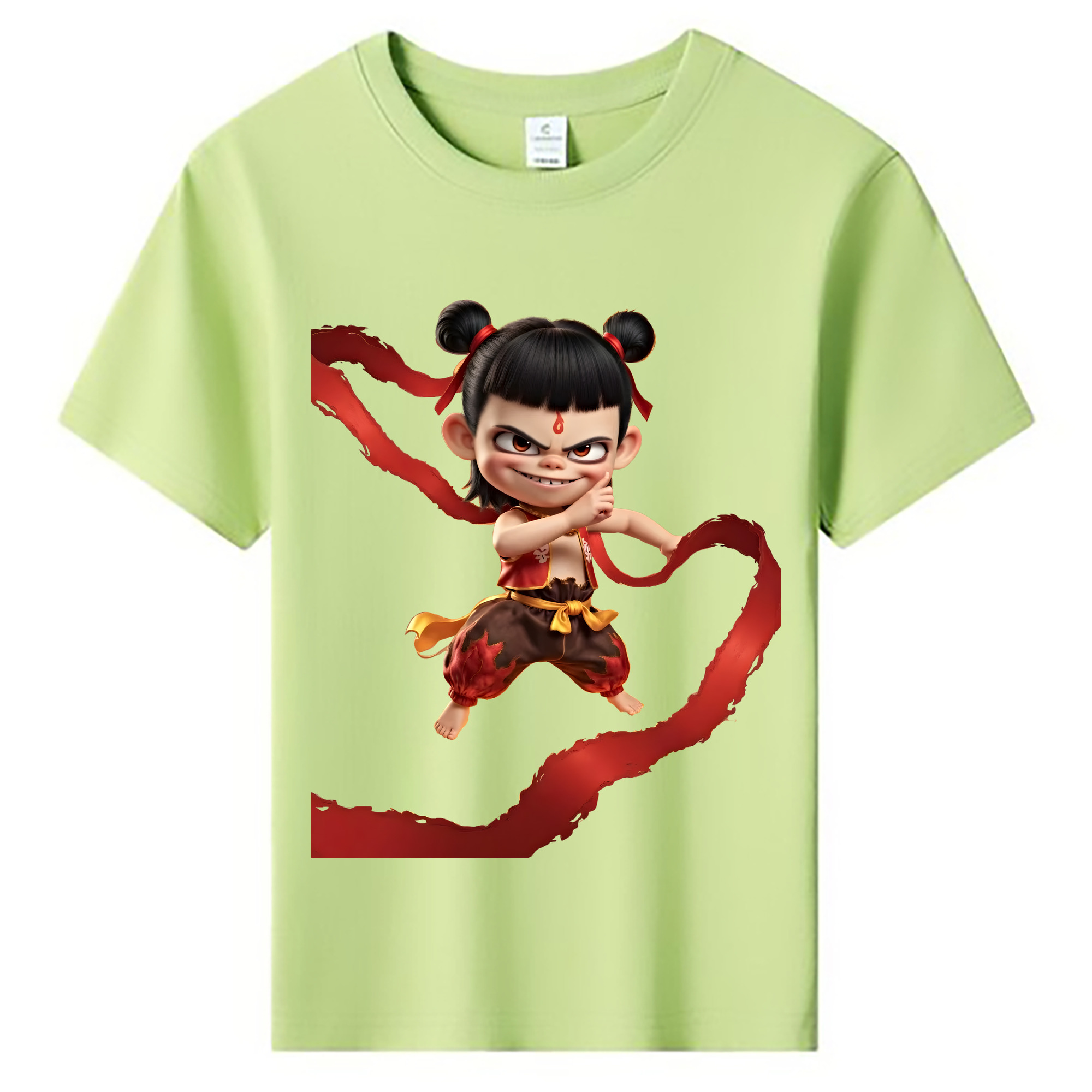 （画像用） Ne Zha 2 ナタ 魔童の大暴れ 綿100％キッズTシャツ（フロントプリント）